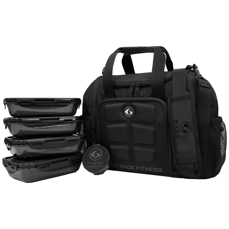 Performa 6 Meal Prep and Fitness Bag - Black - Includes six pack of  containers