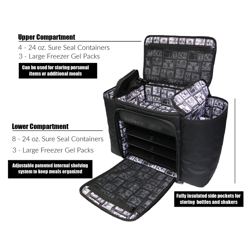 Innovator 1200 Meal Prep Management Tote 12 - Meal Stealth (Black/Black)