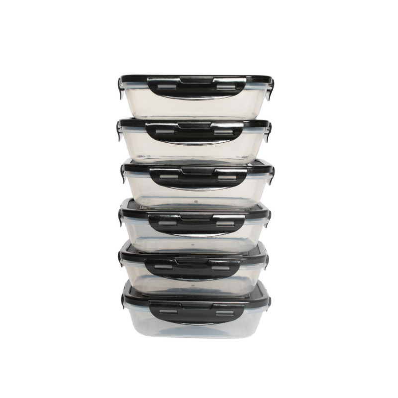 Sure Seal 20 oz. Meal Prep Containers (Set of 6) | Clear/Black