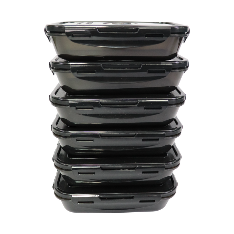 Sure Seal 24 oz. Meal Prep Containers (Set of 6) | Stealth Black